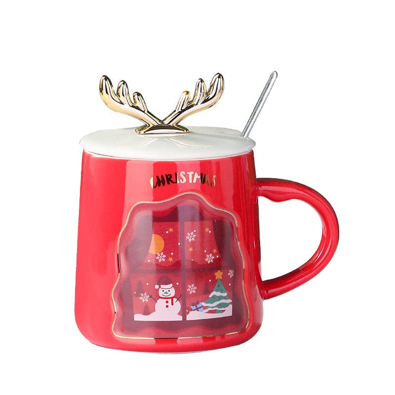 Drinkware Christmas Mugs Coffee Cups Ceramic Merry Christmas Cups With Spoon Christmas Gifts For Coffee Cup Mug Handgrip Cup - Krosscanada