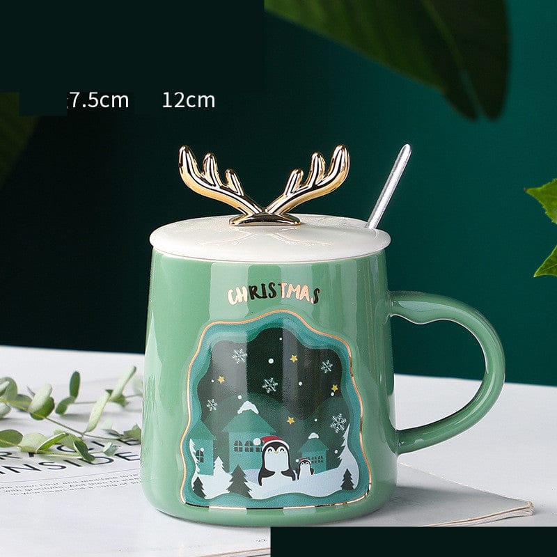 Drinkware Christmas Mugs Coffee Cups Ceramic Merry Christmas Cups With Spoon Christmas Gifts For Coffee Cup Mug Handgrip Cup - Krosscanada