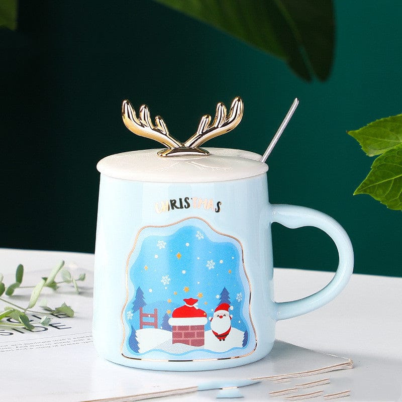 Drinkware Christmas Mugs Coffee Cups Ceramic Merry Christmas Cups With Spoon Christmas Gifts For Coffee Cup Mug Handgrip Cup - Krosscanada