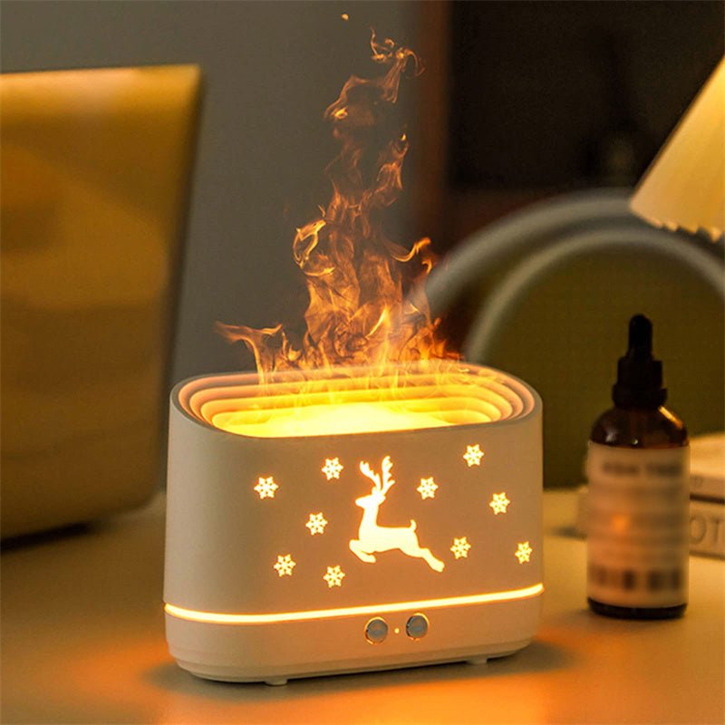 Elk Flame Humidifier Diffuser Mute Household Atmosphere Lamp Christmas Home Decorations - Krosscanada