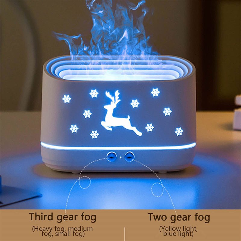 Elk Flame Humidifier Diffuser Mute Household Atmosphere Lamp Christmas Home Decorations - Krosscanada