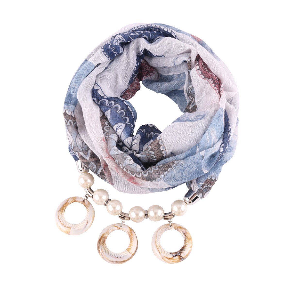 Europe and America exaggerated resin pendant ring bib female printed necklace cotton and linen national wind clothing accessories decoration - Krosscanada