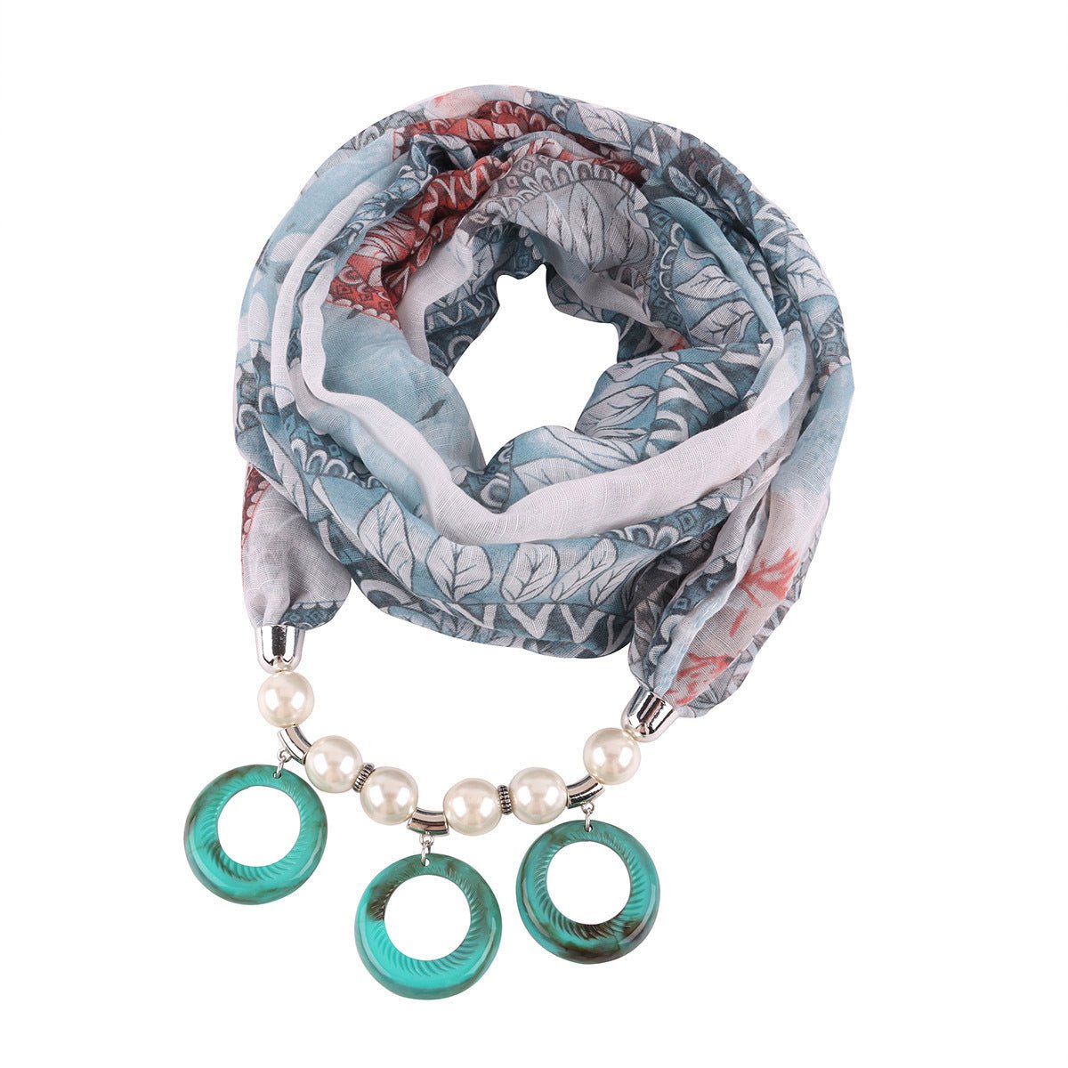 Europe and America exaggerated resin pendant ring bib female printed necklace cotton and linen national wind clothing accessories decoration - Krosscanada