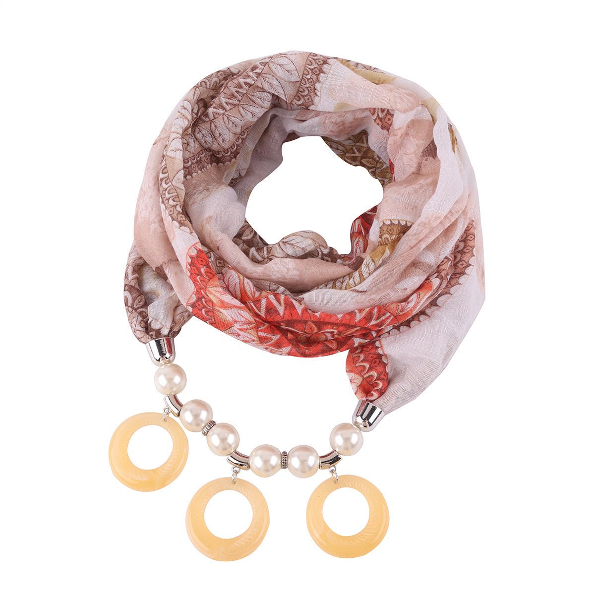 Europe and America exaggerated resin pendant ring bib female printed necklace cotton and linen national wind clothing accessories decoration - Krosscanada