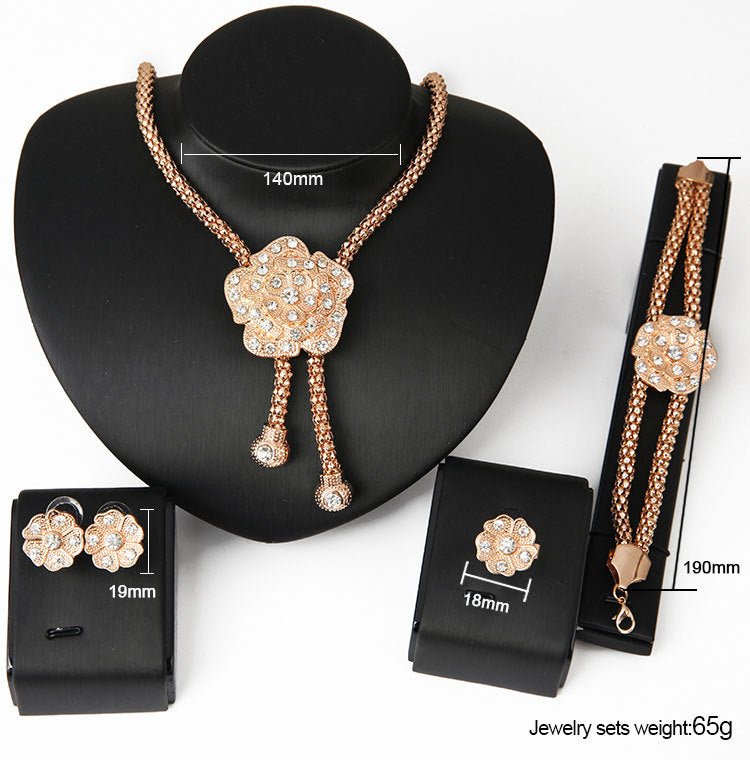 Europe and the explosion of golden jewelry set exaggerated bride diamond four piece suit accessories wholesale manufacturers - Krosscanada