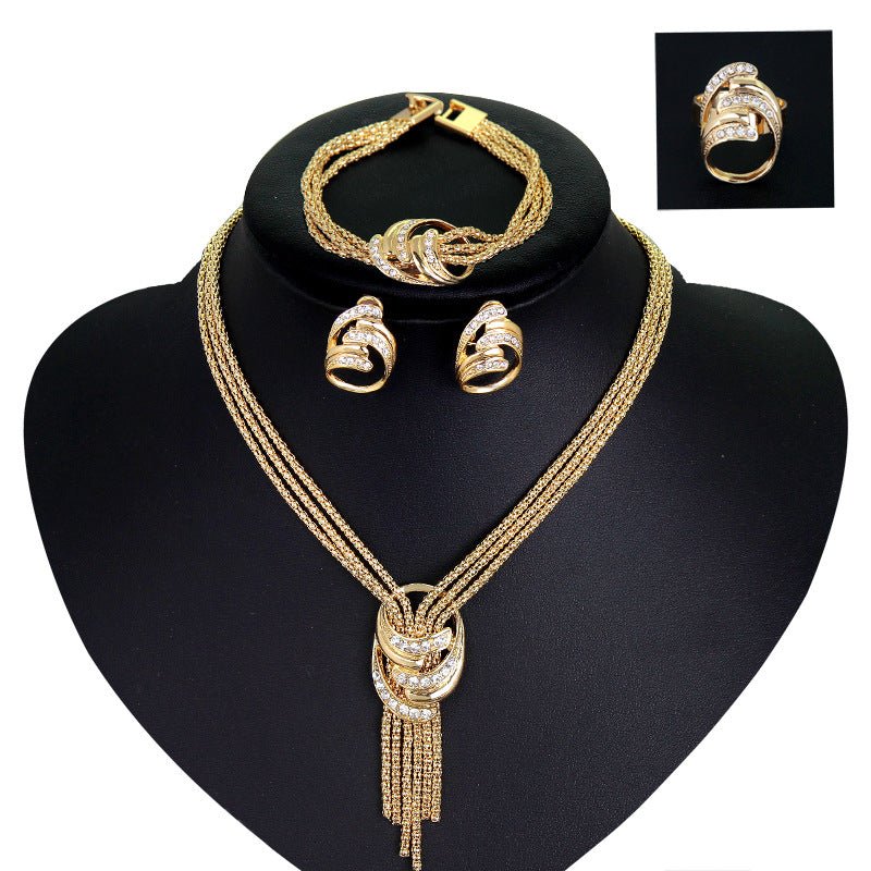 Europe And The United States Jewelry Necklace, Bracelet, Earrings, Rings, Wedding Bride Jewelry Set Four Pieces, Sell Fast Sell Hot - Krosscanada