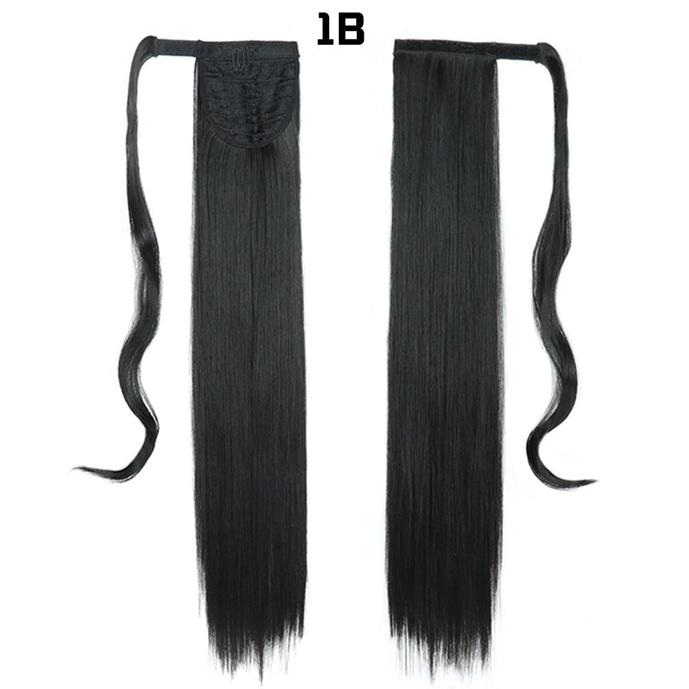 European And American Long Straight Hair Velcro Ponytail - Krosscanada
