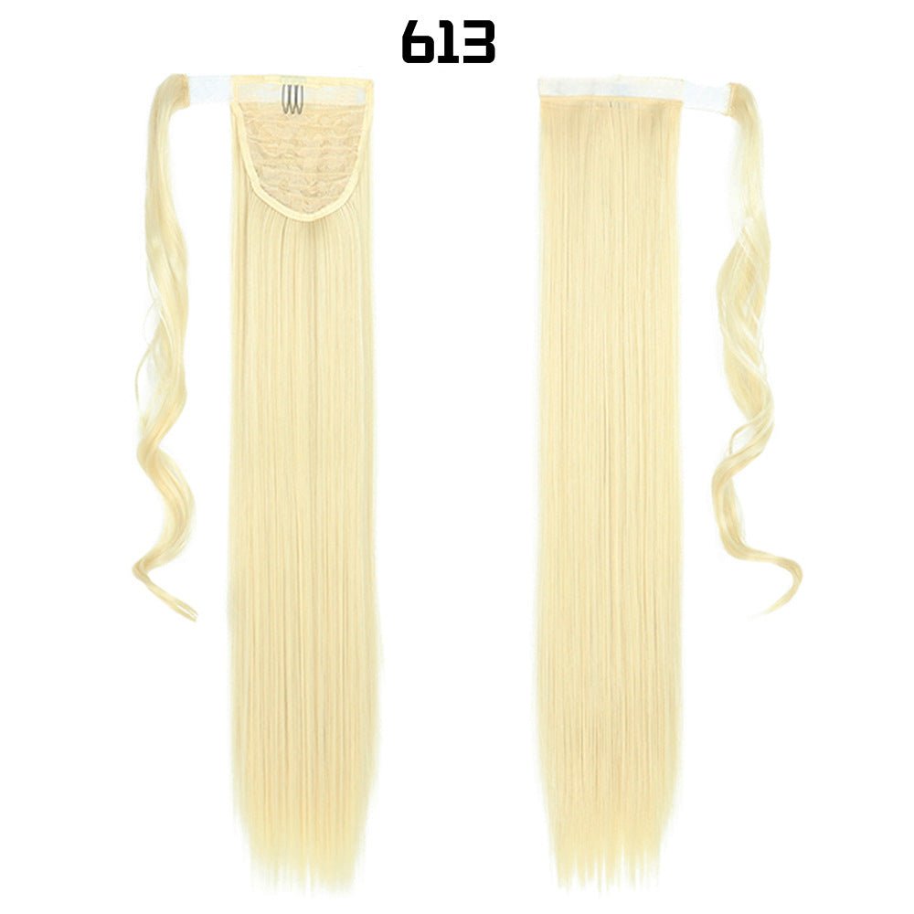 European And American Long Straight Hair Velcro Ponytail - Krosscanada