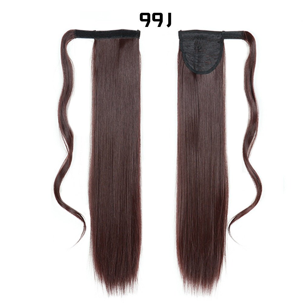 European And American Long Straight Hair Velcro Ponytail - Krosscanada
