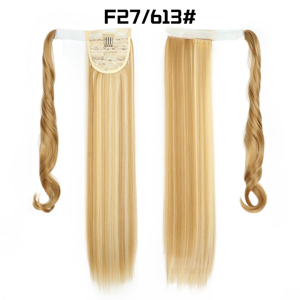 European And American Long Straight Hair Velcro Ponytail - Krosscanada