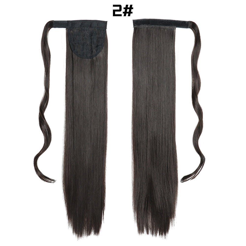 European And American Long Straight Hair Velcro Ponytail - Krosscanada