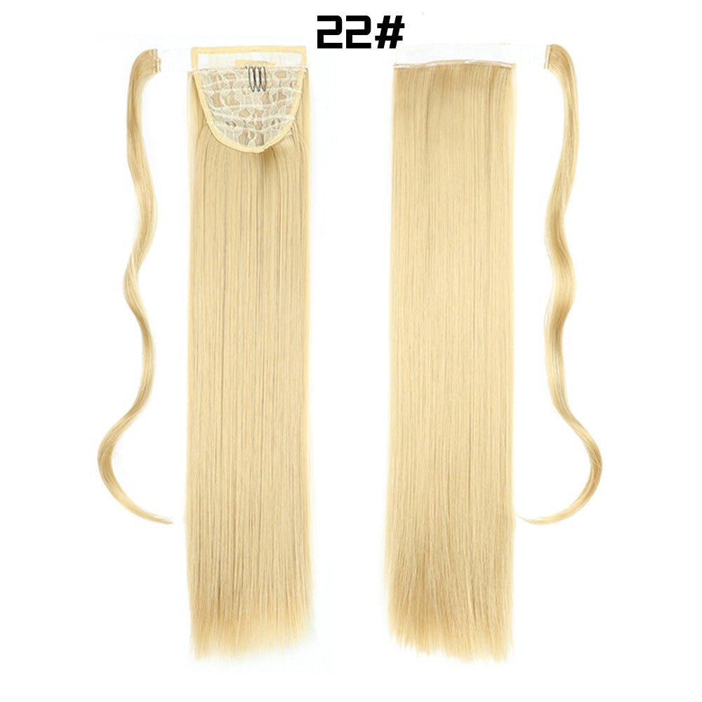 European And American Long Straight Hair Velcro Ponytail - Krosscanada
