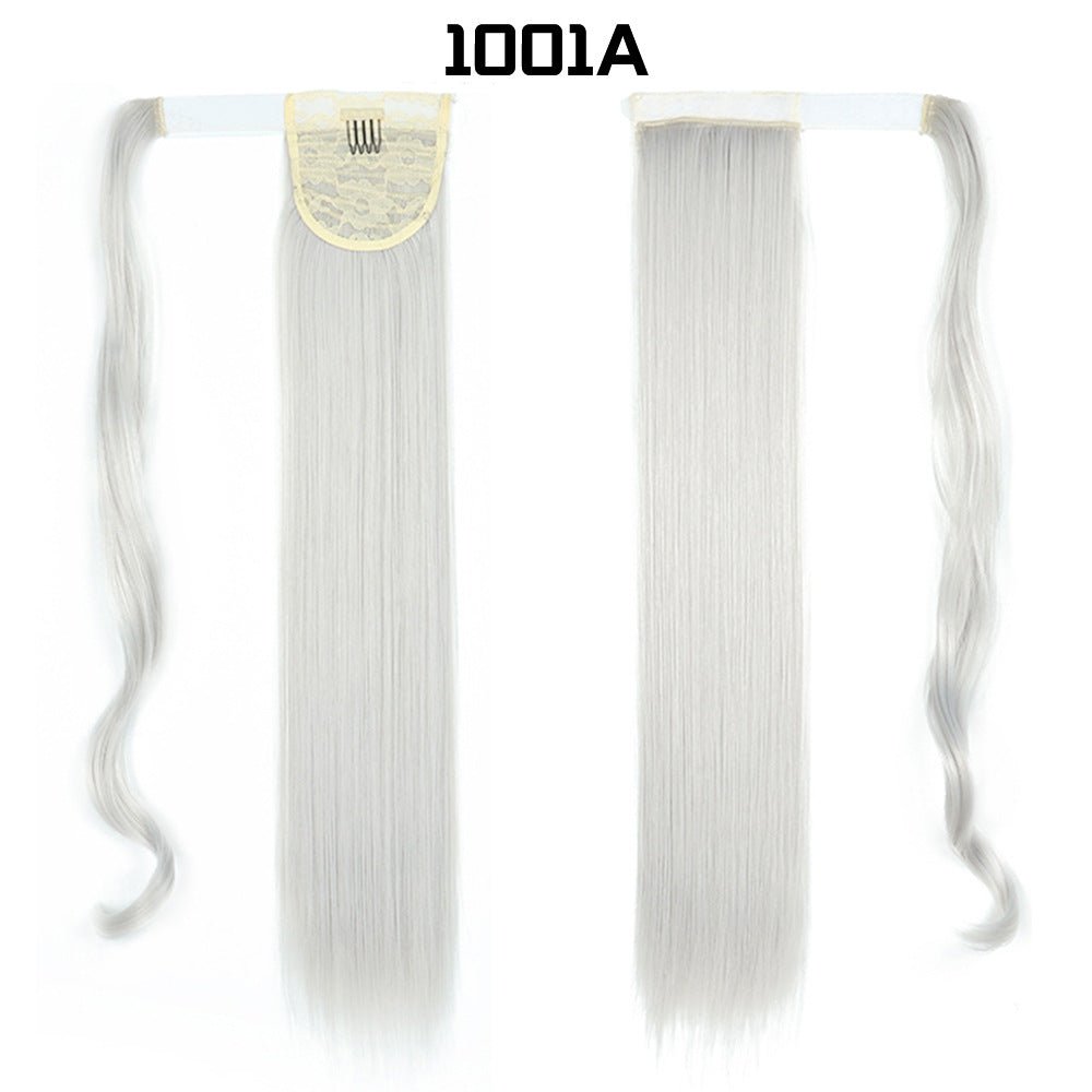 European And American Long Straight Hair Velcro Ponytail - Krosscanada