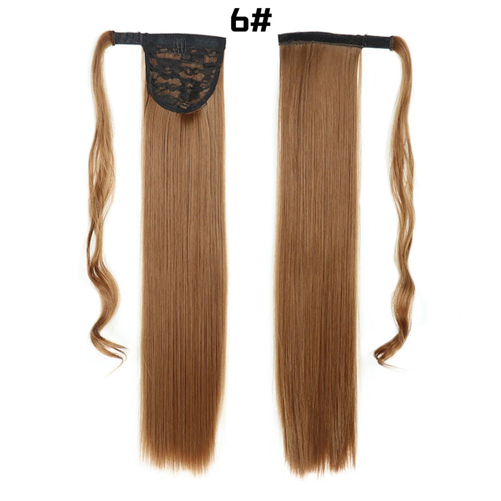 European And American Long Straight Hair Velcro Ponytail - Krosscanada