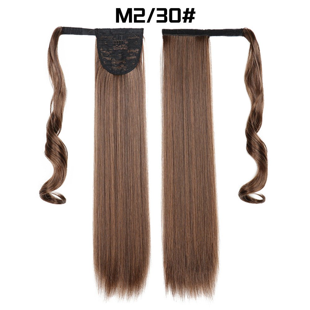 European And American Long Straight Hair Velcro Ponytail - Krosscanada