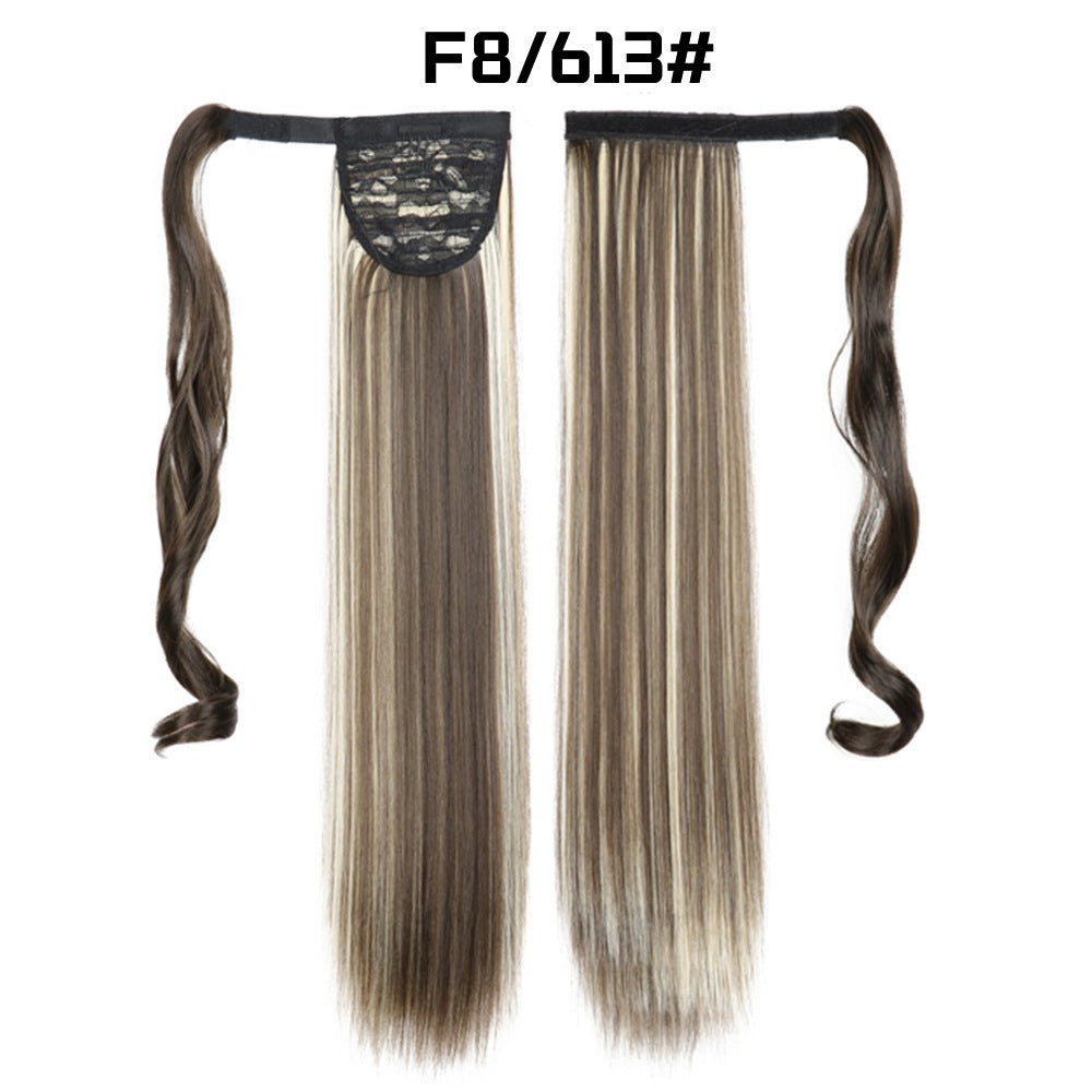 European And American Long Straight Hair Velcro Ponytail - Krosscanada