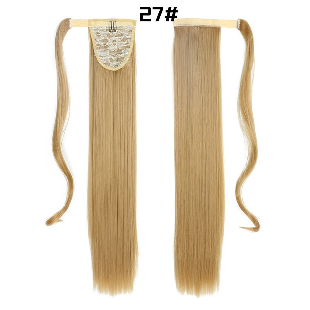 European And American Long Straight Hair Velcro Ponytail - Krosscanada