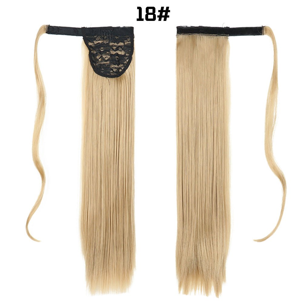 European And American Long Straight Hair Velcro Ponytail - Krosscanada