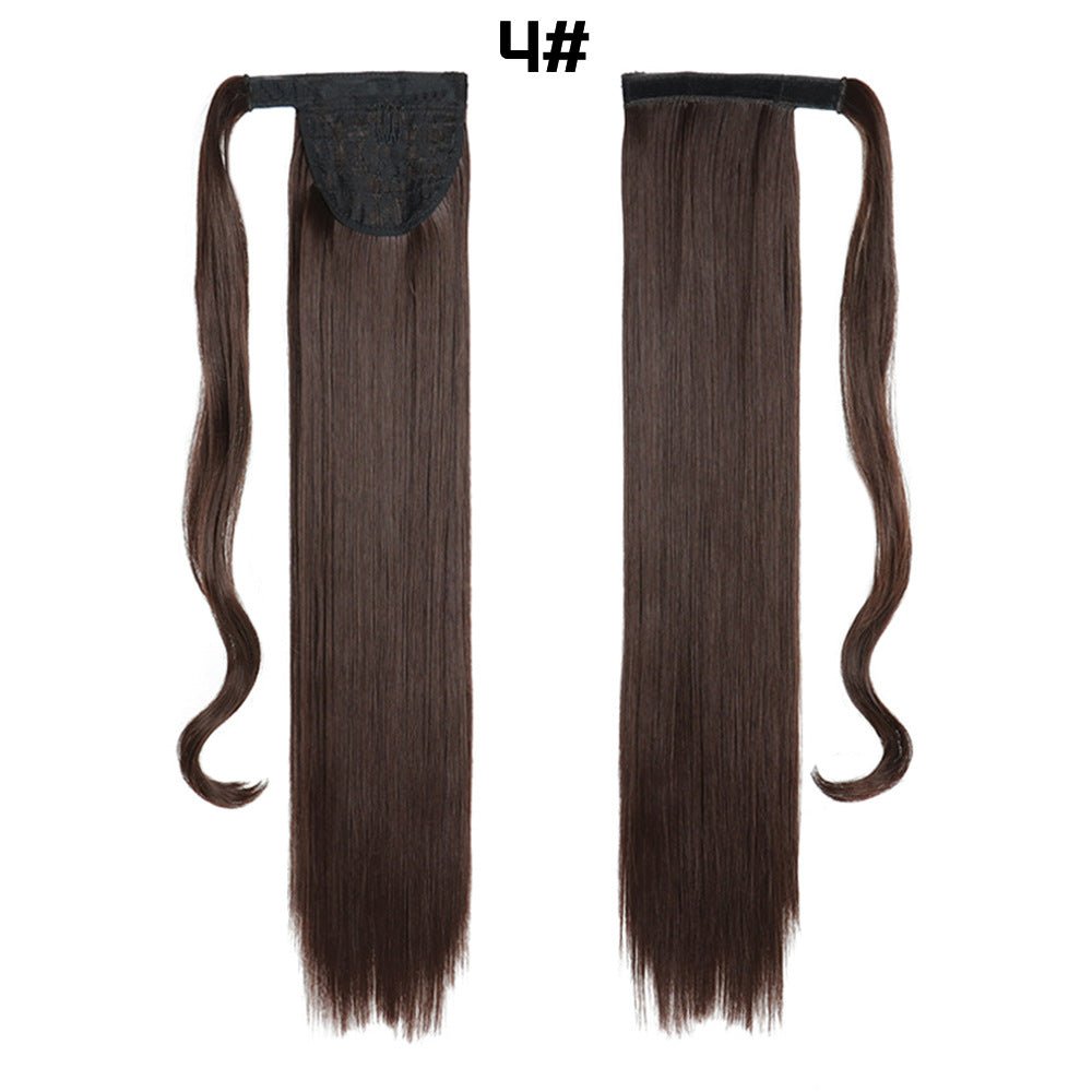 European And American Long Straight Hair Velcro Ponytail - Krosscanada