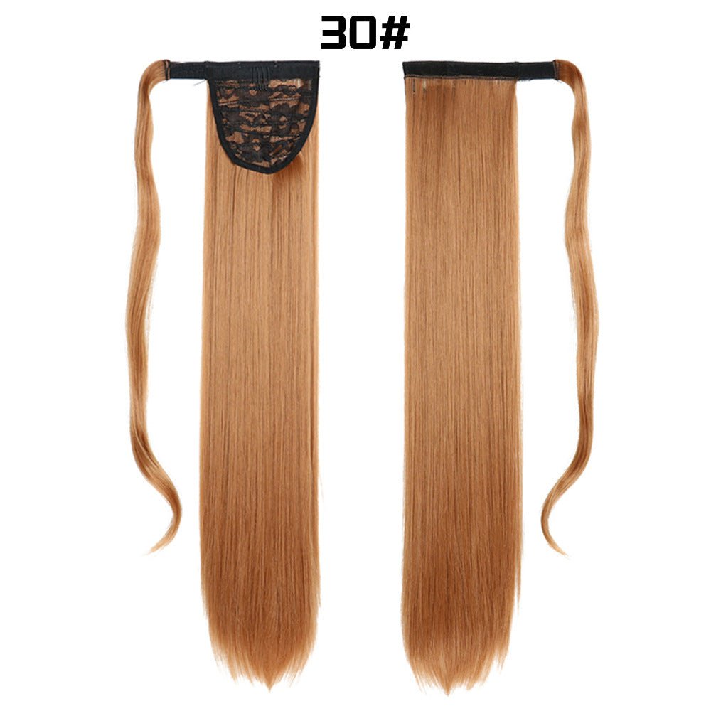 European And American Long Straight Hair Velcro Ponytail - Krosscanada