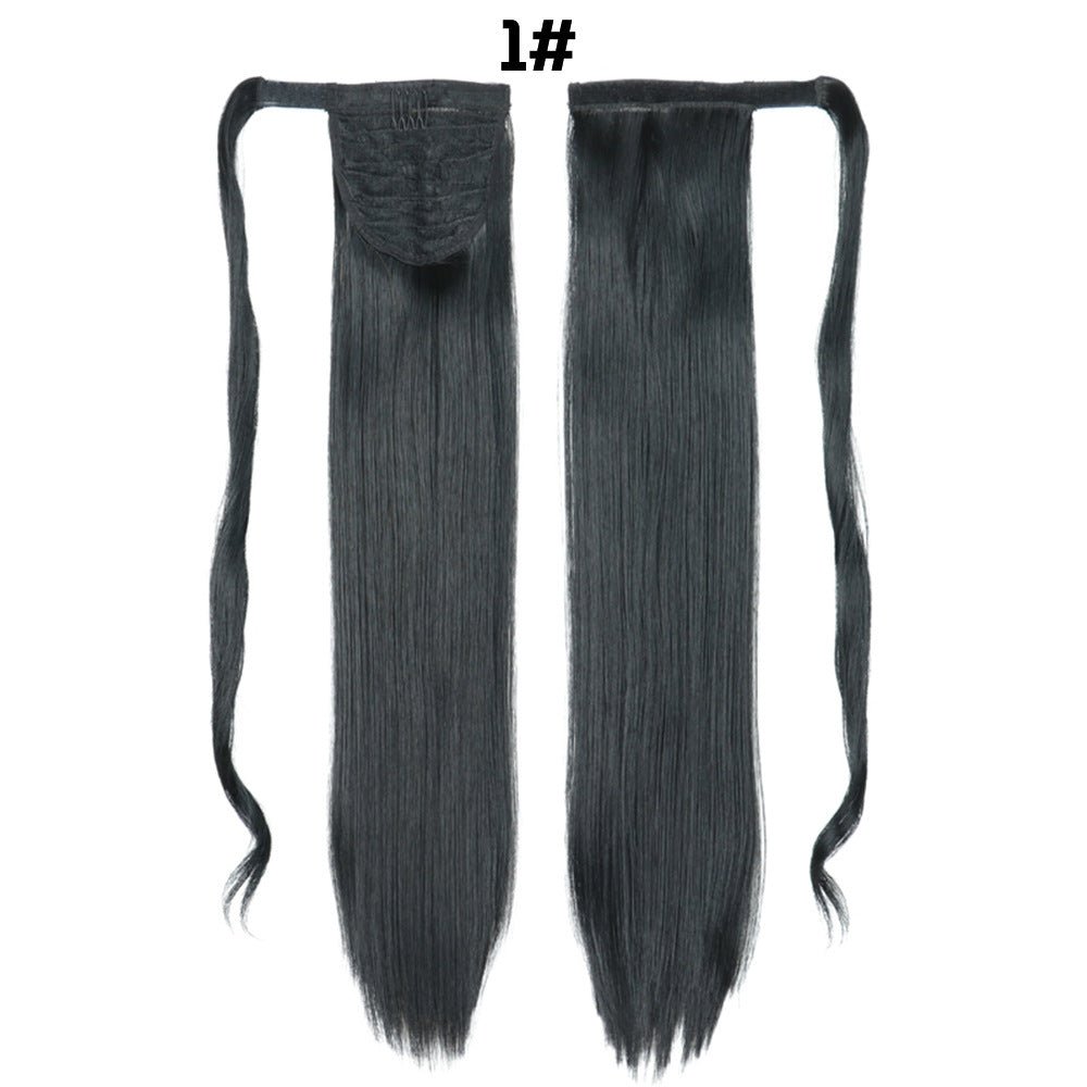 European And American Long Straight Hair Velcro Ponytail - Krosscanada