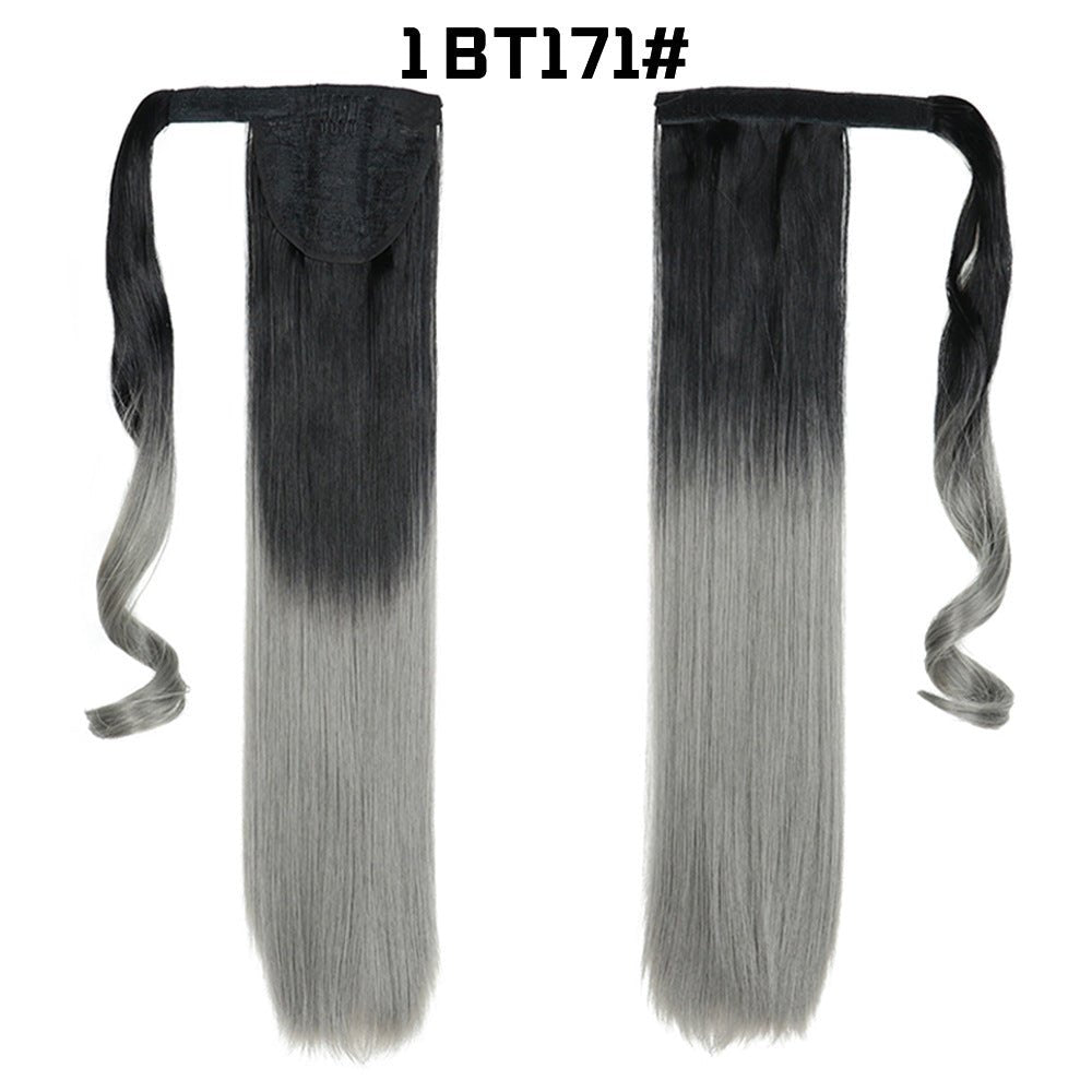 European And American Long Straight Hair Velcro Ponytail - Krosscanada