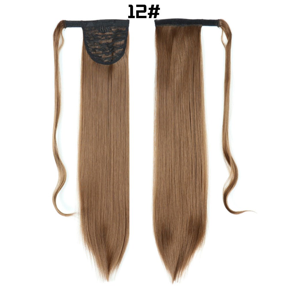 European And American Long Straight Hair Velcro Ponytail - Krosscanada
