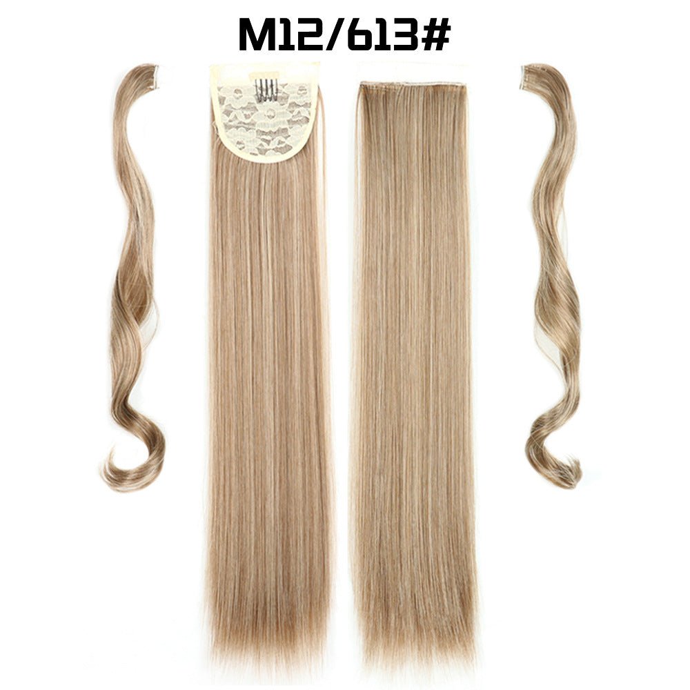 European And American Long Straight Hair Velcro Ponytail - Krosscanada