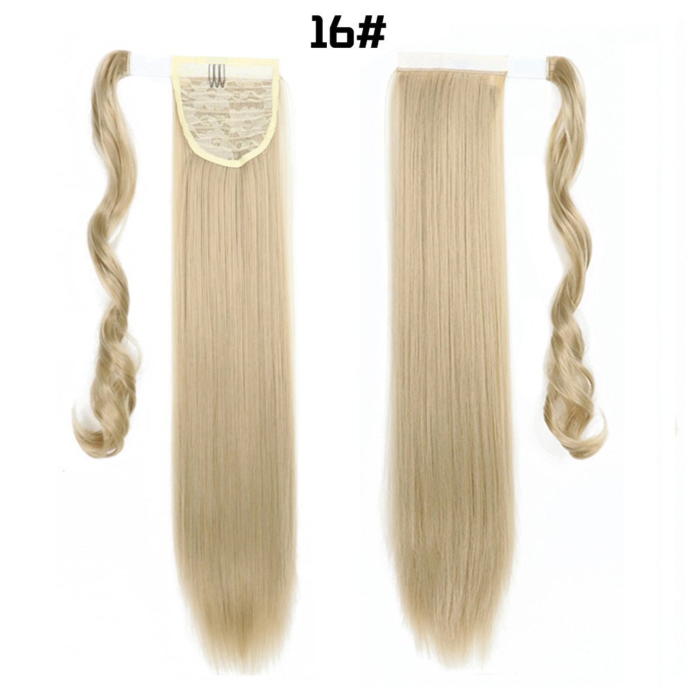 European And American Long Straight Hair Velcro Ponytail - Krosscanada