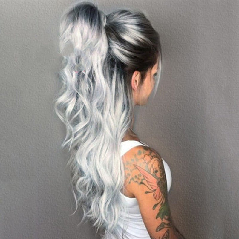 European And American Wig Granny Grey Gradient Medium - Long Volume - Krosscanada