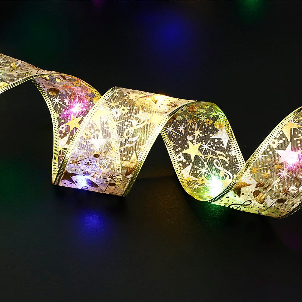 Fairy Lights String Christmas Ribbon Bow Tie - Krosscanada