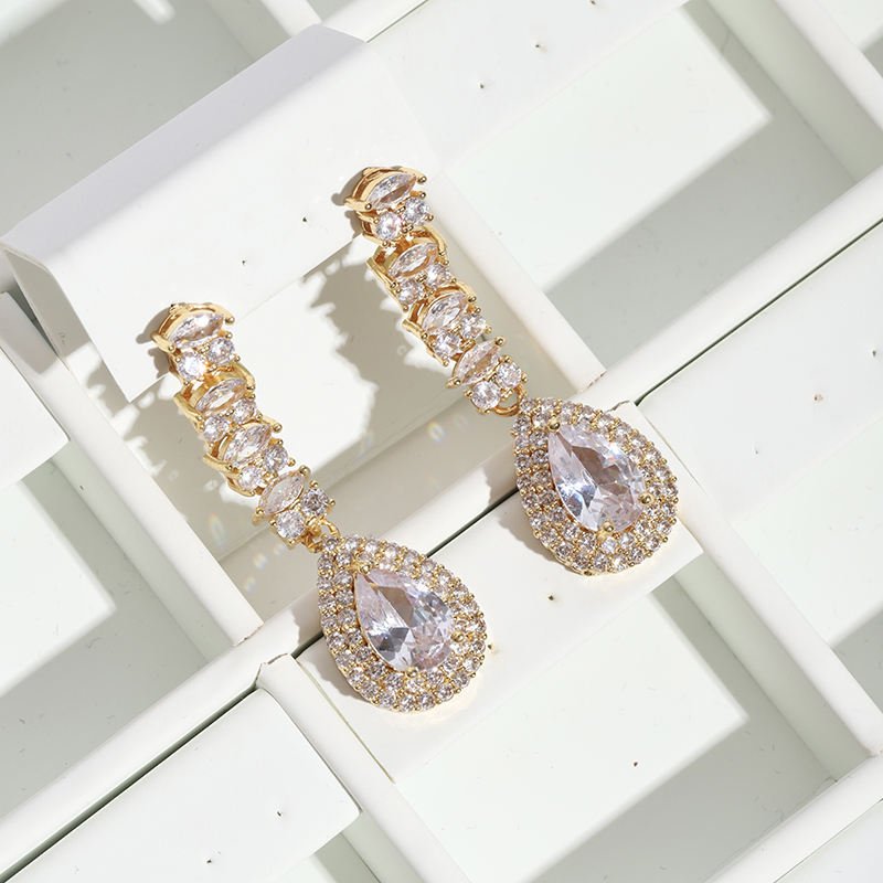 Fashion Bridal Jewelry Set Women Luxury Gold Plated Cubic Zirconia Jewelry Set - Krosscanada