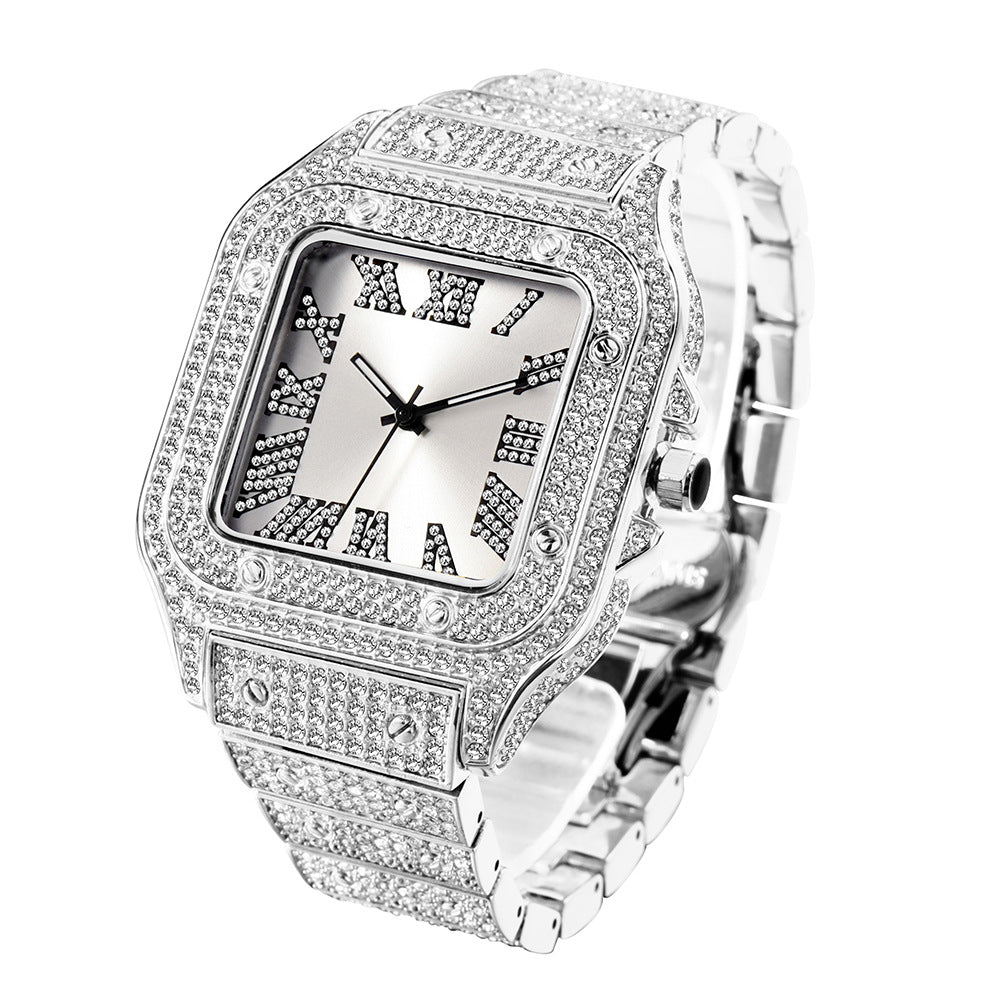Fashion Hip Hop Diamond Full Diamond Square Men's Watch - Krosscanada