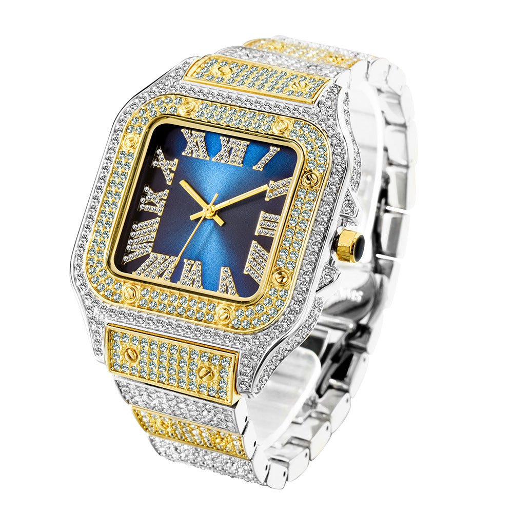 Fashion Hip Hop Diamond Full Diamond Square Men's Watch - Krosscanada