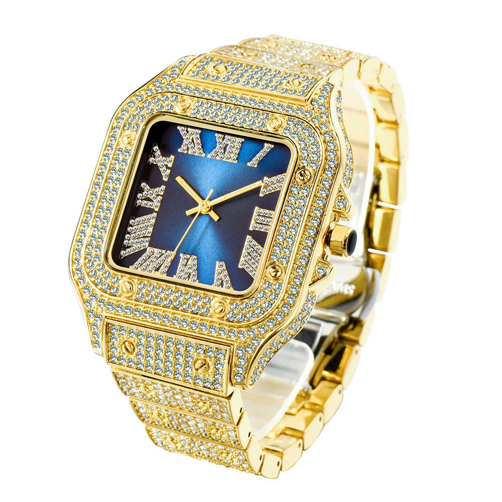 Fashion Hip Hop Diamond Full Diamond Square Men's Watch - Krosscanada
