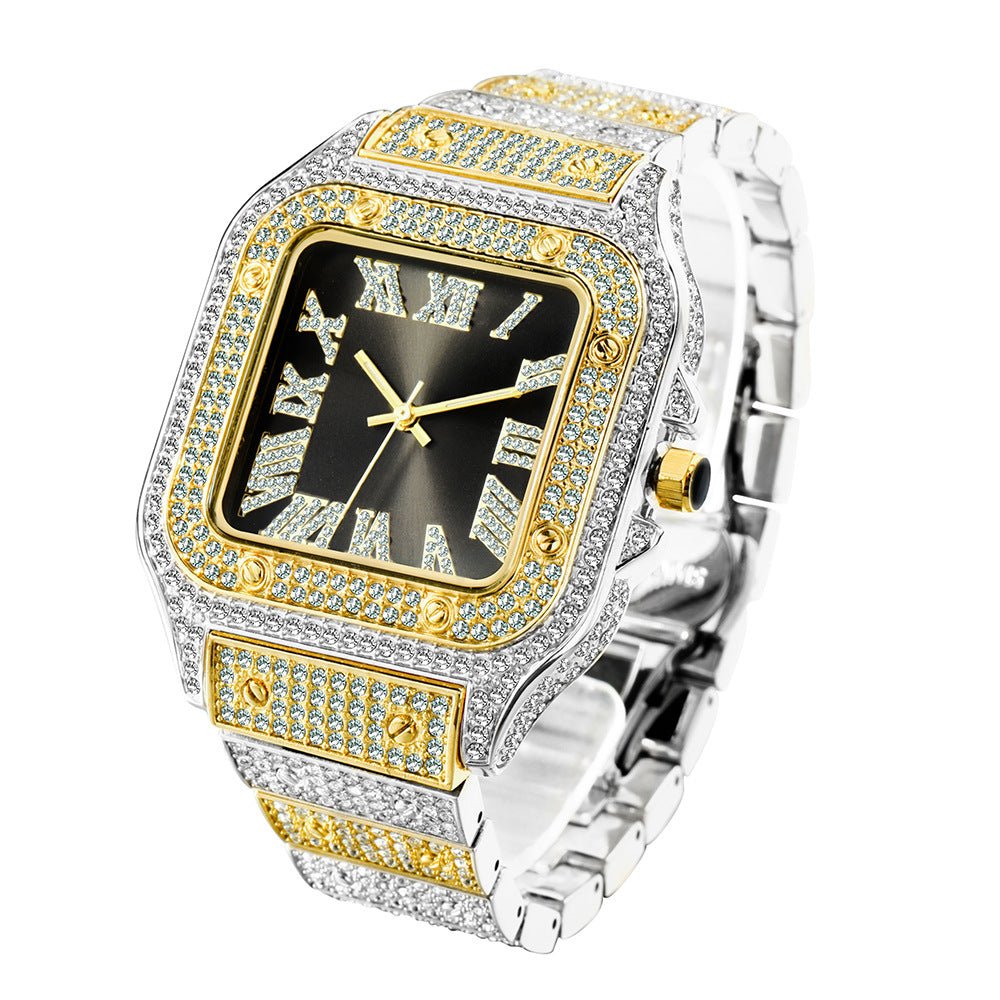 Fashion Hip Hop Diamond Full Diamond Square Men's Watch - Krosscanada