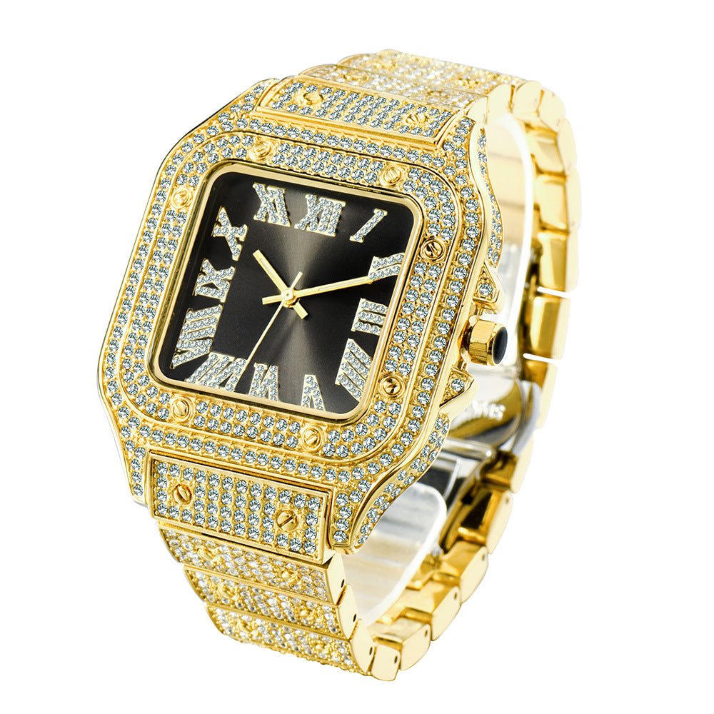 Fashion Hip Hop Diamond Full Diamond Square Men's Watch - Krosscanada