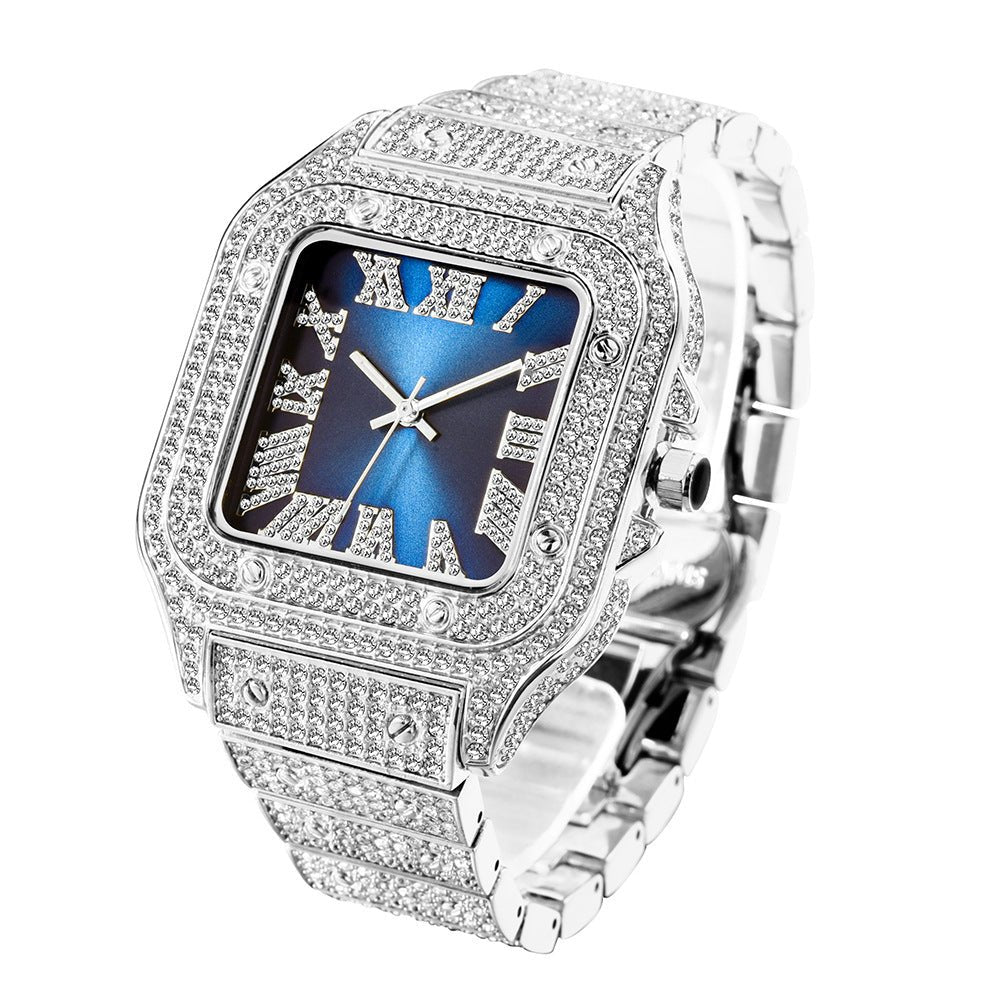 Fashion Hip Hop Diamond Full Diamond Square Men's Watch - Krosscanada