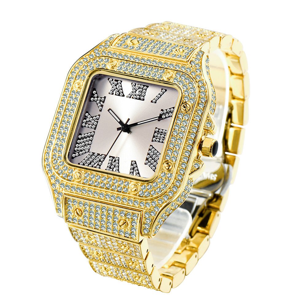 Fashion Hip Hop Diamond Full Diamond Square Men's Watch - Krosscanada
