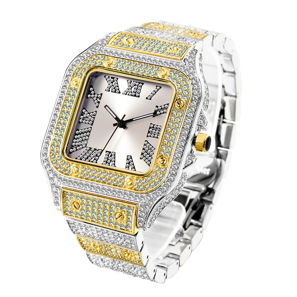 Fashion Hip Hop Diamond Full Diamond Square Men's Watch - Krosscanada