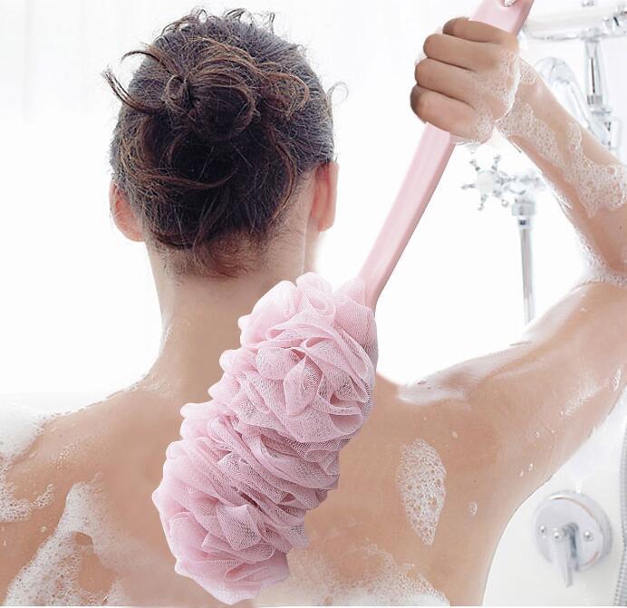 Fashion New Long Handle Hanging Soft Mesh Back Body Bath Shower Scrubber Brush Sponge For Bathroom Shower Brush New Arrival - Krosscanada