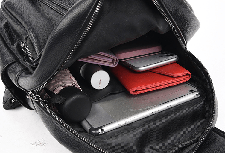 Fashion Soft Leather Backpack Belt Decoration Casual Bag - Krosscanada