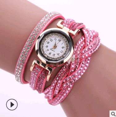 Fashion watch ladies fashion watch, diamond twisted pu belt winding fashion watch - Krosscanada