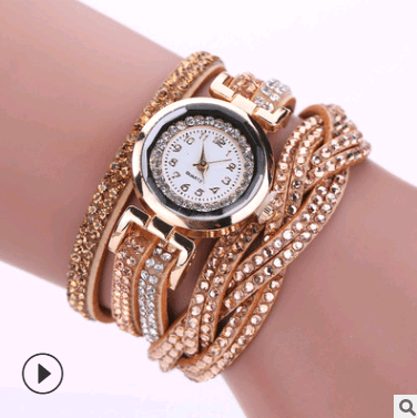 Fashion watch ladies fashion watch, diamond twisted pu belt winding fashion watch - Krosscanada