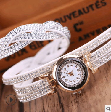 Fashion watch ladies fashion watch, diamond twisted pu belt winding fashion watch - Krosscanada