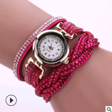 Fashion watch ladies fashion watch, diamond twisted pu belt winding fashion watch - Krosscanada