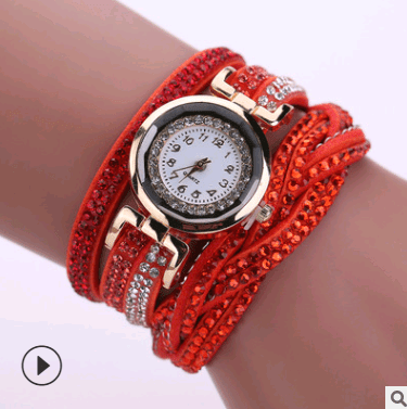 Fashion watch ladies fashion watch, diamond twisted pu belt winding fashion watch - Krosscanada