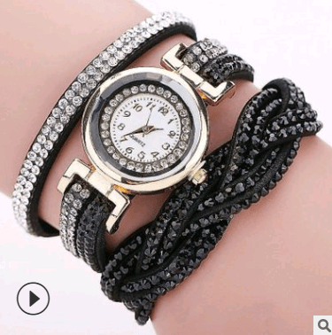 Fashion watch ladies fashion watch, diamond twisted pu belt winding fashion watch - Krosscanada