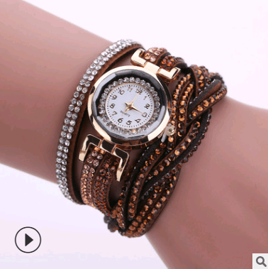 Fashion watch ladies fashion watch, diamond twisted pu belt winding fashion watch - Krosscanada