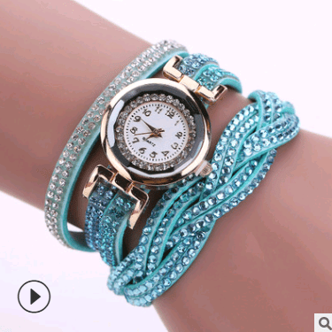 Fashion watch ladies fashion watch, diamond twisted pu belt winding fashion watch - Krosscanada